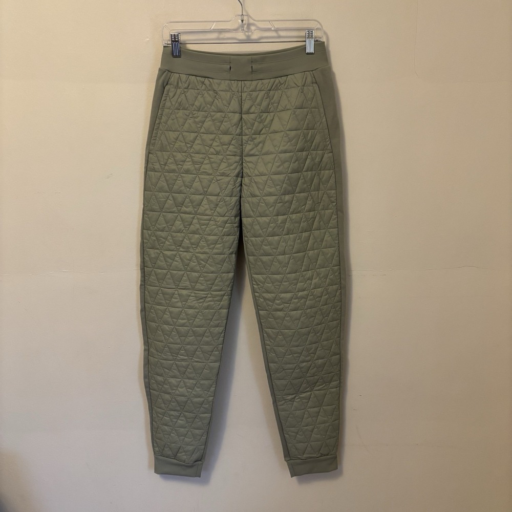 Athleta Solstice Apres Ski Quilted Jogger Pants Sage Fern Green 4 Tall DESC